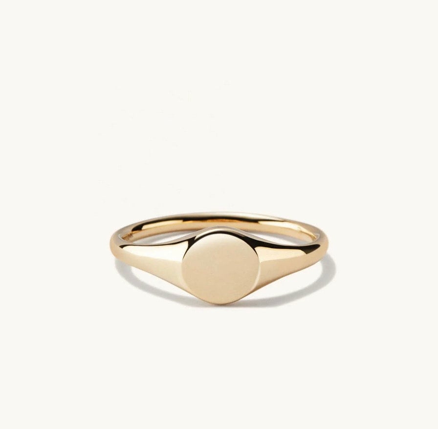 Gold Signet Pinky Ring Goddess Rose Jewelry